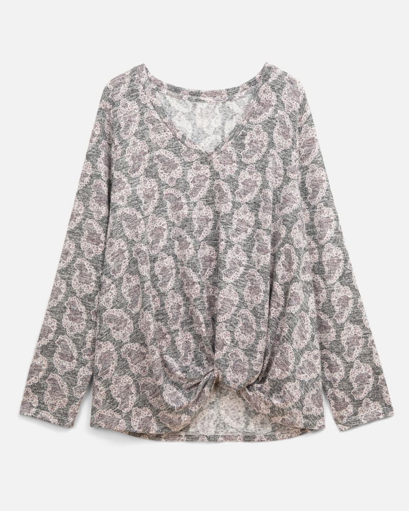Front of a size 1X Sonja Twist Top in Navy / Taupe by Molly & Isadora. | dia_product_style_image_id:209422